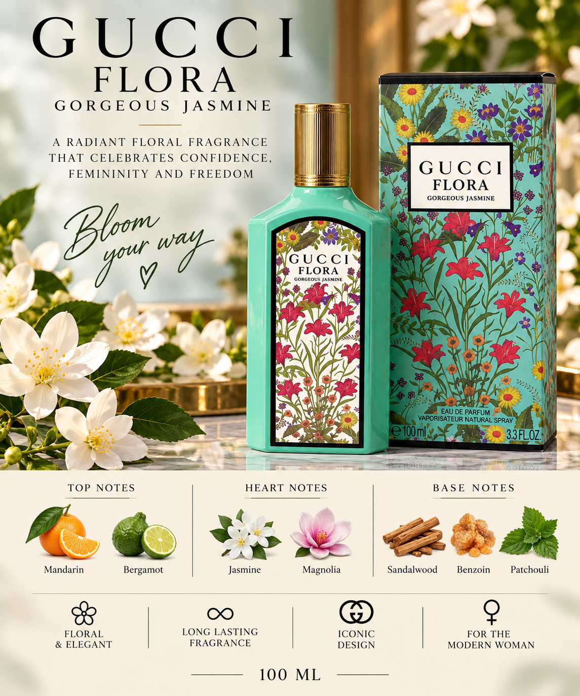 Gucci Flora Gorgeous Jasmine Eau de Parfum 100ml
